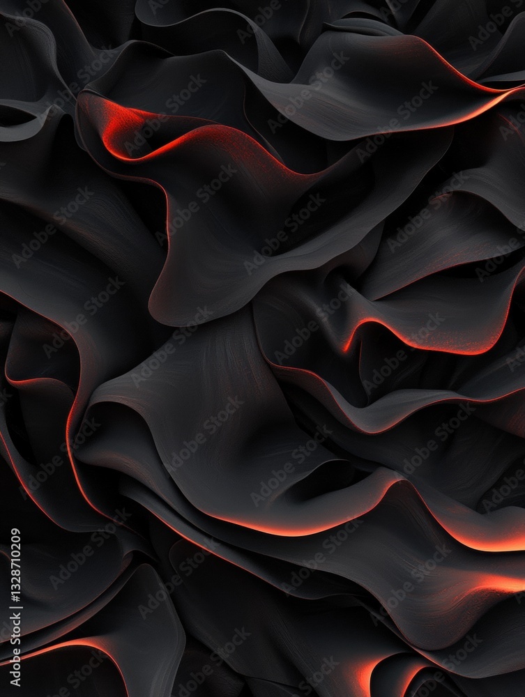 Aufkleber abstract digital art piece that appears to be made up of multiple layers of black and red wavy lines