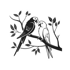  birds on branch - love and romance concept.