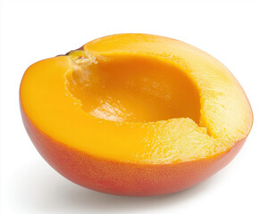 A freshly sliced peach fruit isolated on white