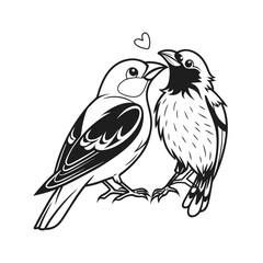  birds on branch - love and romance concept.