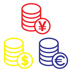 Various types of famous money icon vector design templates