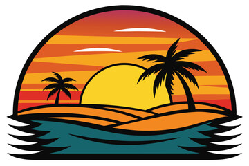 Fototapeta premium Beach sunset vector art