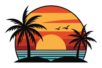 Beach sunset vector art