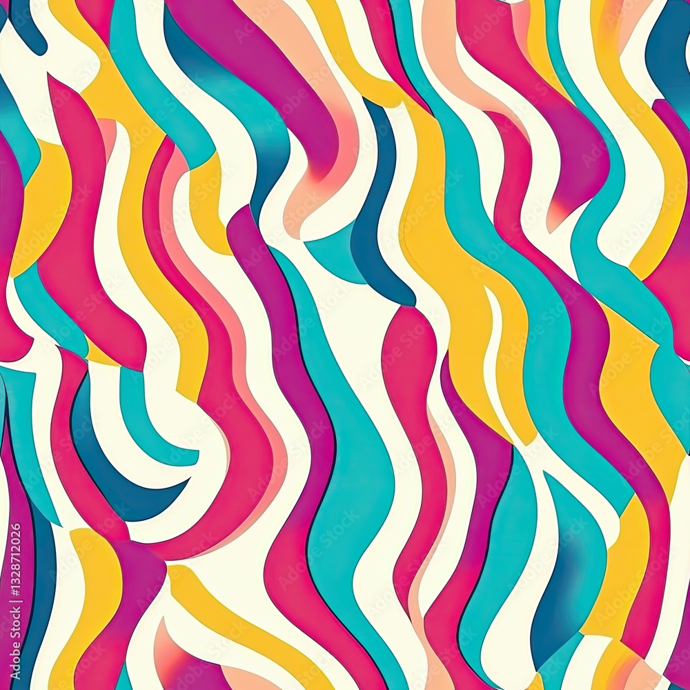 Poster playful colorful distorted wave seamless pattern vibrant ripple design for trendy textile prints web