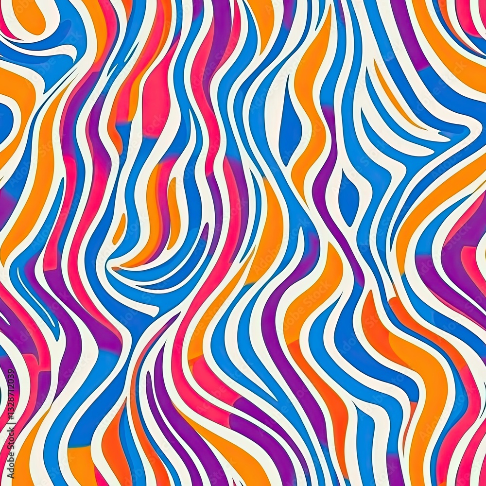 Poster playful colorful distorted wave seamless pattern design for trendy textile and web projects