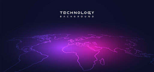 Purple digital technology futuristic internet network connection dark black background, blue abstract cyber information communication, Ai big data science innovation future tech illustration vector 3d