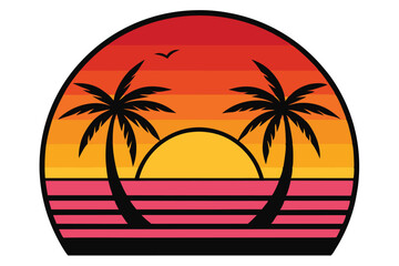 Beach sunset vector