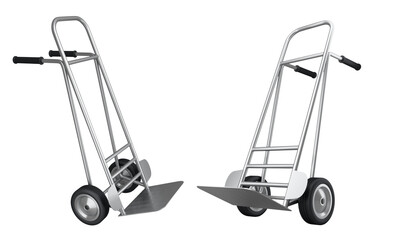 Set of Empty hand truck or dolly for delivery and carrying isolated on white background