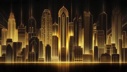 Golden City Skyline at Night (2)