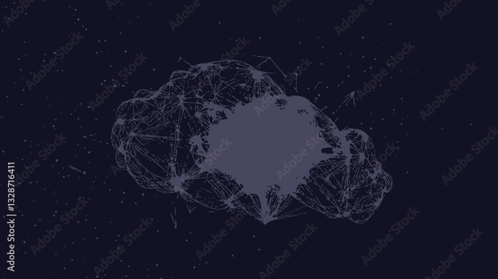 Poster abstract starry sky dialogue cloud vector concept with planets and universe elements in minimalist w
