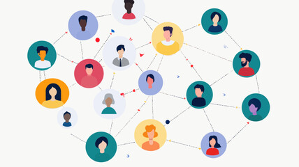 Social Media Network Concept with Diverse User Avatars and Interconnected Profiles Illustrating Online Communication and Connectivity
