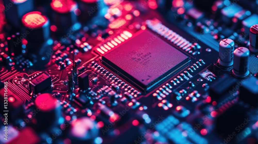 Poster a close-up of a microchip designed for energy-efficient computing.