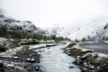Kaunertal glacier at Ferner Garten in Kaunergrat nature park in the Alps at northern Italy and western Austria