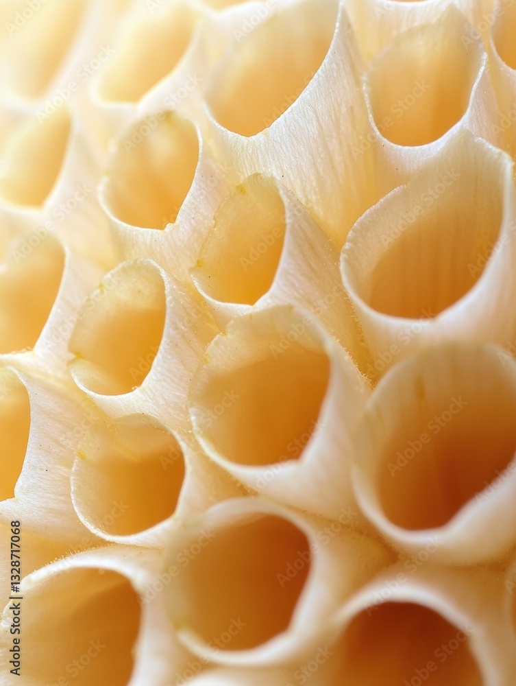 Poster close-up of a group of small, circular holes arranged in a repeating pattern. the holes are light ye