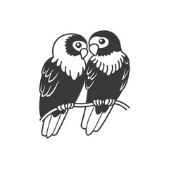  birds on branch - love and romance concept.