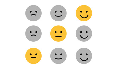 Rating emoji rating bad  average good customer feedback with different satisfaction