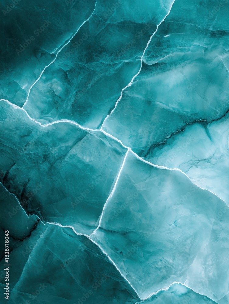 Poster abstract close-up of a surface of ice. the ice appears to be a deep blue-green color and has a rough