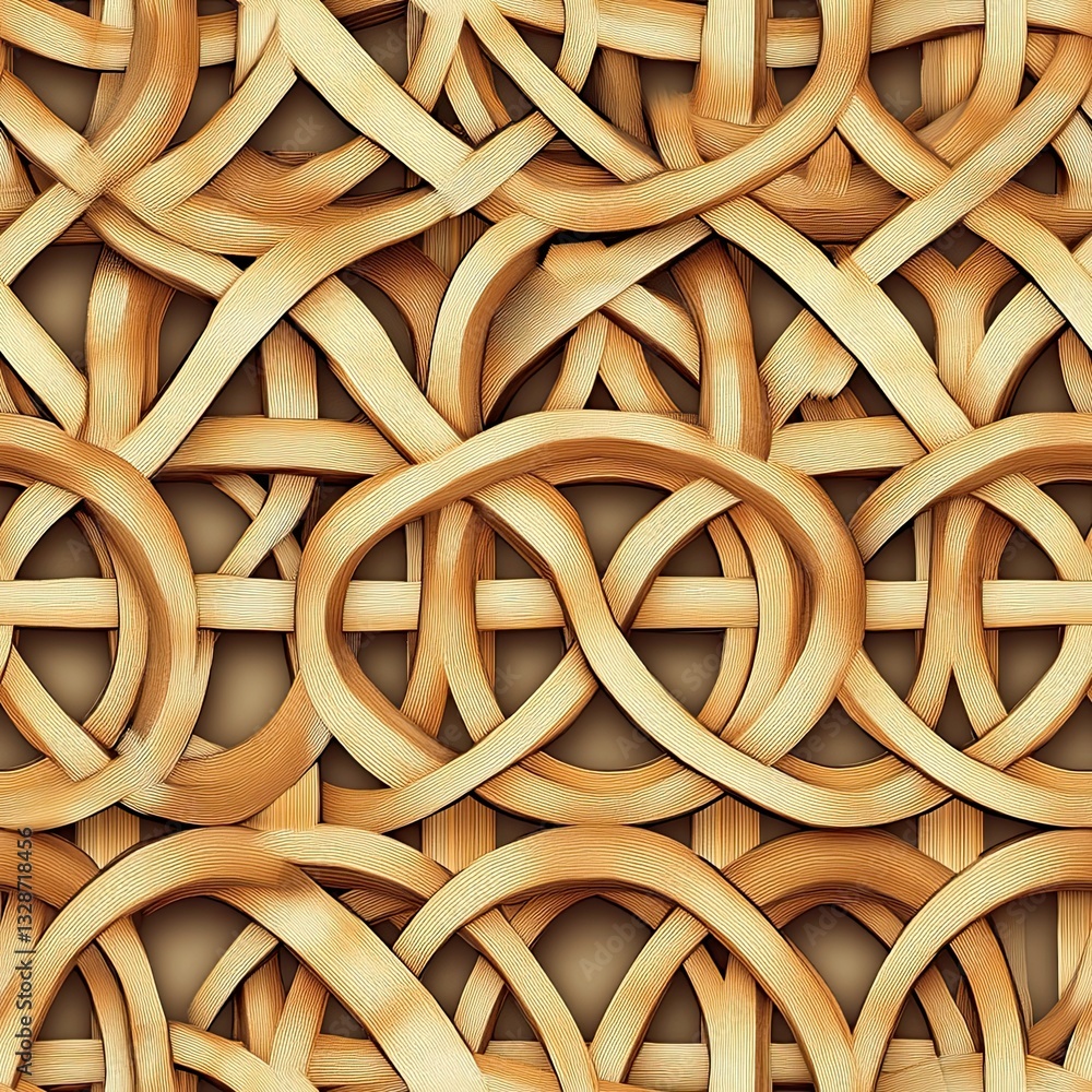 Poster Elegant Rattan Weave Pattern Overlapping Circles Design for Modern Interiors