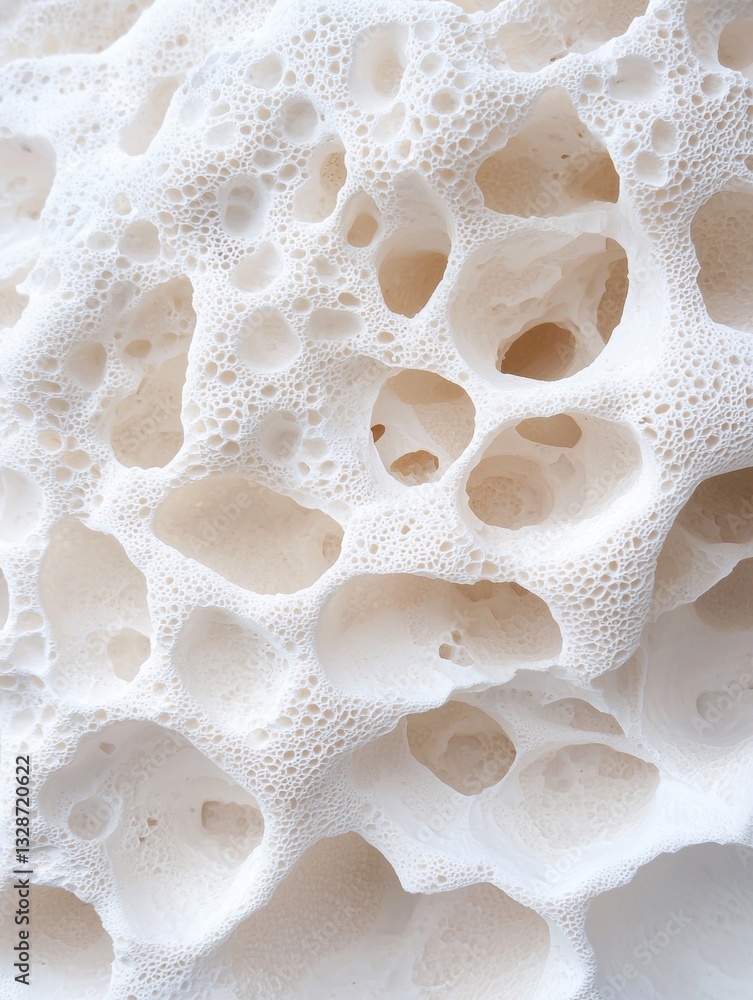 Poster close-up of a group of small, irregularly shaped holes. the holes are of different sizes and shapes,