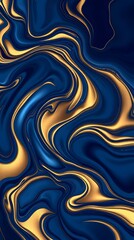A swirling blend of deep blue and gold creates a luxurious, abstract marble effect. Suitable for wallpaper or themes, it offers a sophisticated, modern aesthetic.