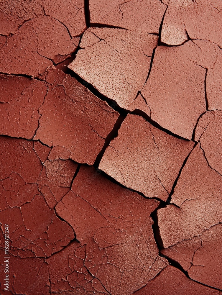 Aufkleber close-up of a cracked and uneven surface. the cracks are deep and wide, with some areas appearing to