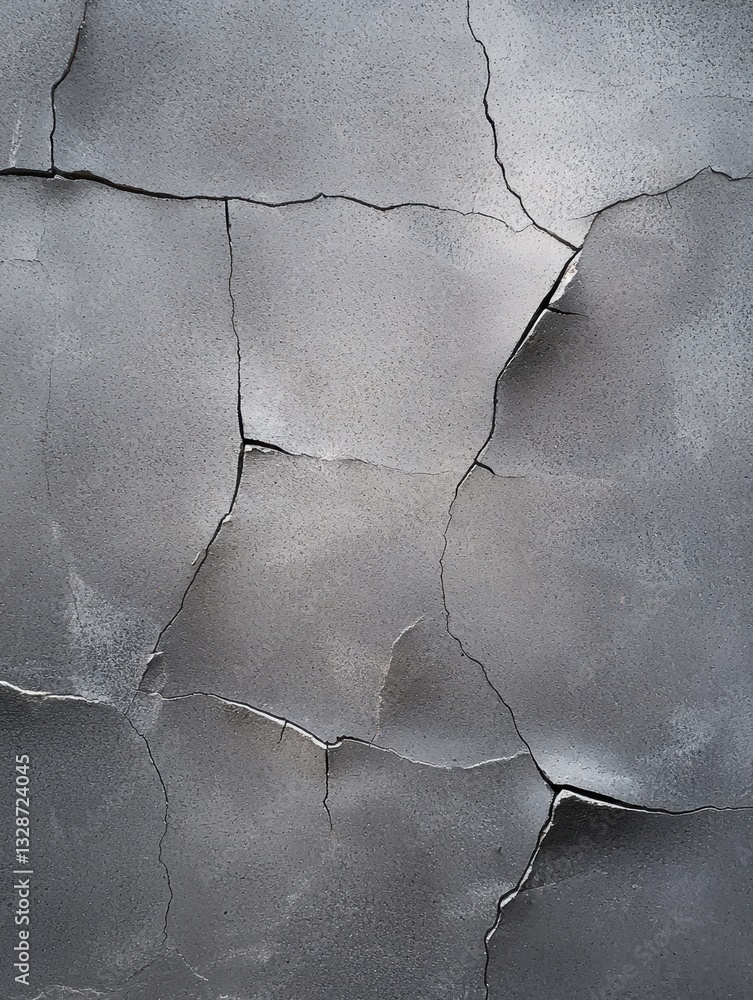 Poster close-up of a cracked surface. the cracks are deep and wide, with some areas appearing darker and ot