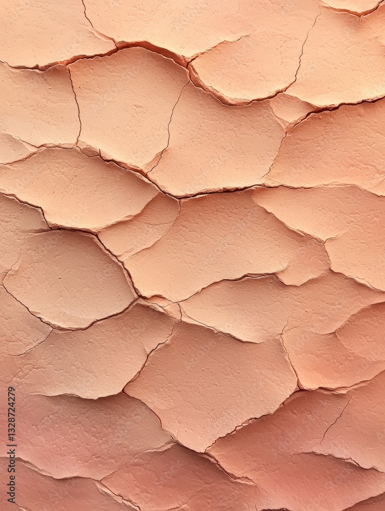 Aufkleber close-up of a textured surface with cracks and crevices. the surface appears to be made of a light-c