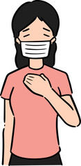 Illustration of woman using medical protective mask
