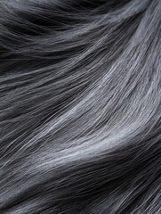 Naklejka premium Close-up of a hair texture. the hair appears to be long and wavy, with a mix of light and dark grey tones. the strands are densely packed together, creating a textured and layered appearance.