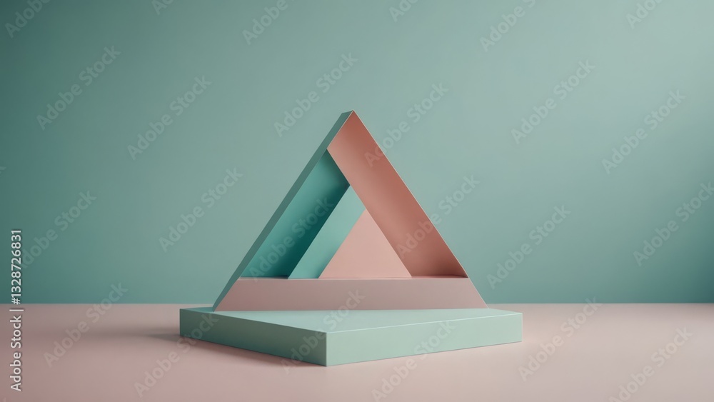 Poster minimalist triangular structure with layered pastel elements