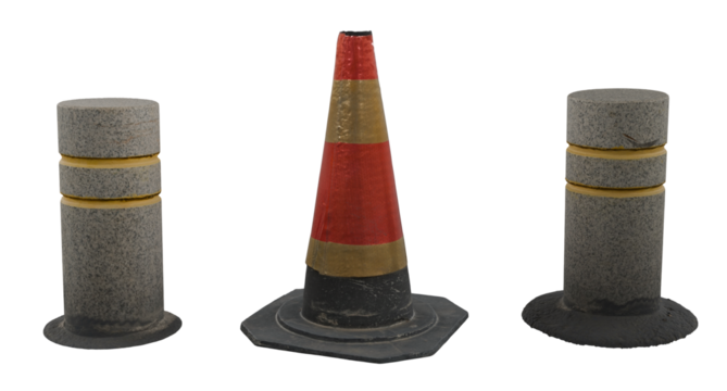 Traffic Cone and bollard isolated on white