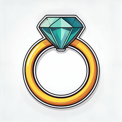 Cartoon wedding ring. sticker vector.