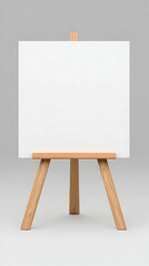 Blank square canvas on a small wooden easel