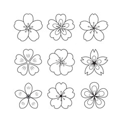 Fototapeta premium Cherry Blossom Flat Illustration Set Vector