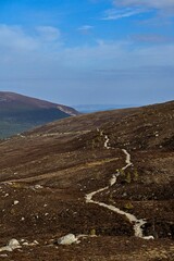 Scenic hiking trail under a clear blue sky.