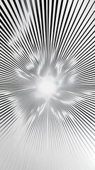 Abstract grayscale image featuring radiating lines converging towards a bright central point, creating a dynamic, energetic visual effect.