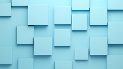 A modern blue background featuring various sizes of square shapes, creating a clean and minimalist design.