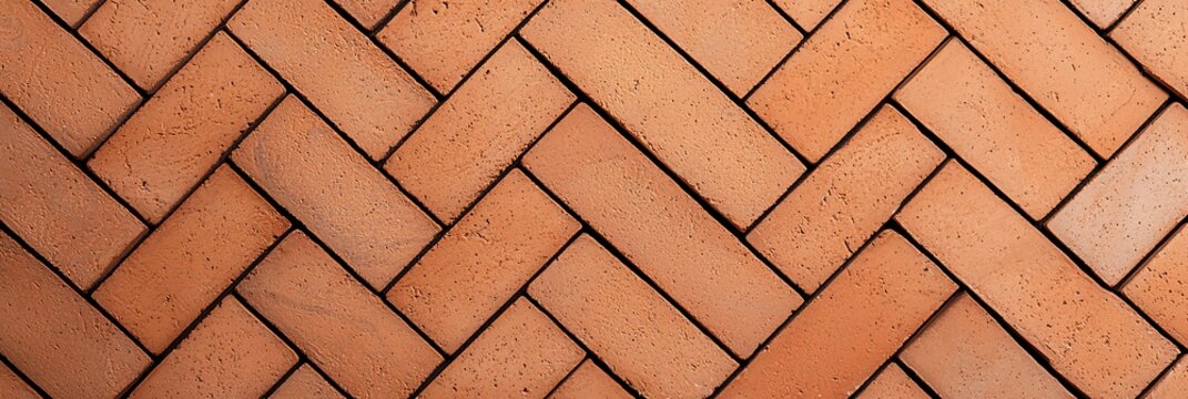 Fototapeta A close-up view of a herringbone-patterned brick surface, showcasing earthy tones and a textured finish.
