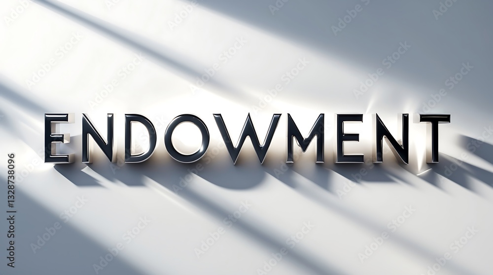 Aufkleber text highlighting the concept of endowment with dramatic shadow effects in a light setting