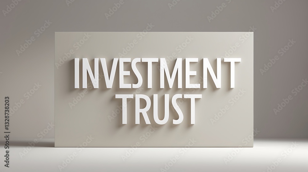 Poster investment trust text design with dimensional elements on neutral background