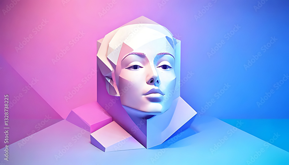 Poster artistic exploration of abstract human form digital studio 3d rendering modern environment