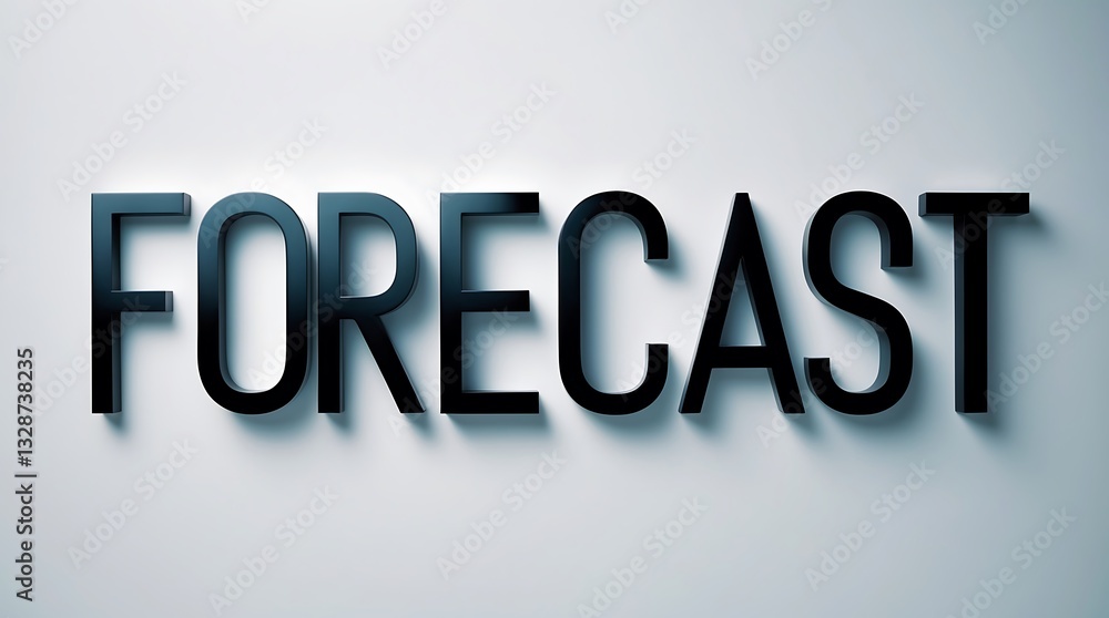 Aufkleber 3d typography of 'forecast' with shadows cast on a light surface in a minimalistic style