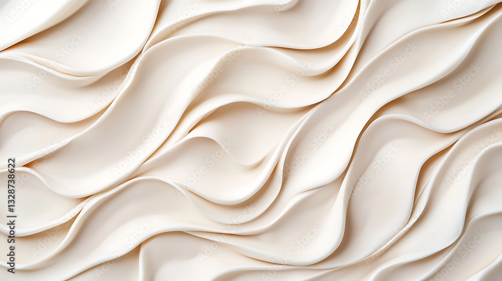 Poster a textured surface with soft, flowing waves in a creamy color, creating a sense of calm and elegance