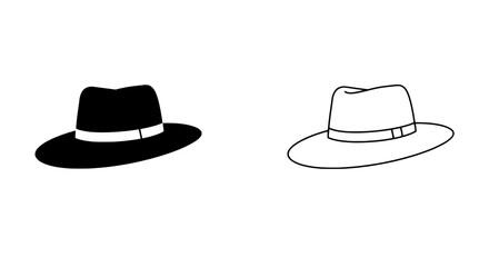 Stylish Fedora Duo: A timeless fedora hat design in two contrasting styles, a classic fashion accessory.