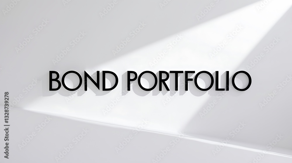 Poster stylish bond portfolio display with light illuminating text on a streamlined surface