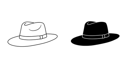 Hats: Illustrative design of two classic hats, one outlined and the other filled, offering versatility for various design applications.