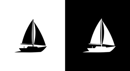 Sailboat Silhouette: A striking minimalist illustration of a sailboat in contrasting black and white panels, conveying a sense of serenity.