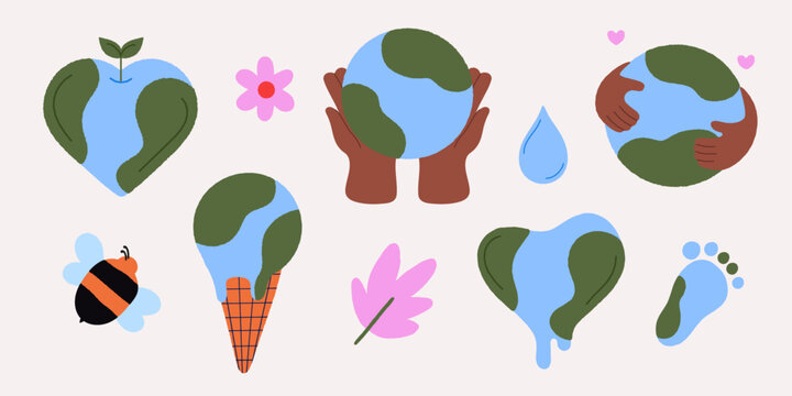Various shapes of Earth. Earth day, environment, sustainability, love our planet
