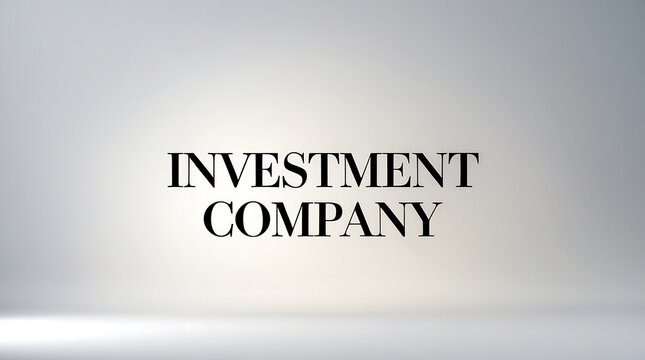 Large text display of investment company name against a simple background