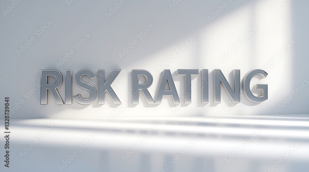 Poster Text display of risk rating in a well-lit setting with shadows on a white surface